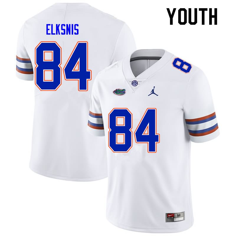 Youth NCAA Florida Gators Nick Elksnis #84 Stitched Authentic Nike White College Football Jersey PGX5165RM